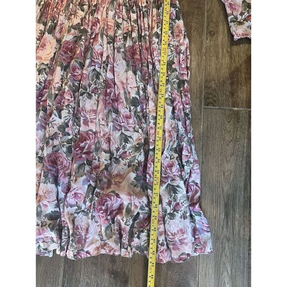 Eileen West Dress Size 8 Multi Floral Midi Button Back Prairiecore Pockets Vtg - Picture 8 of 12